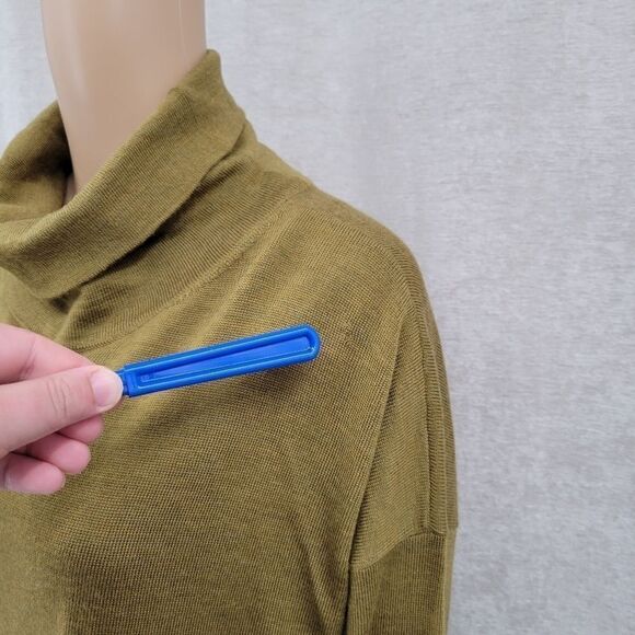 Eileen Fisher Green Merino Wool Turtleneck Sweater Women's Large - Picture 11 of 13
